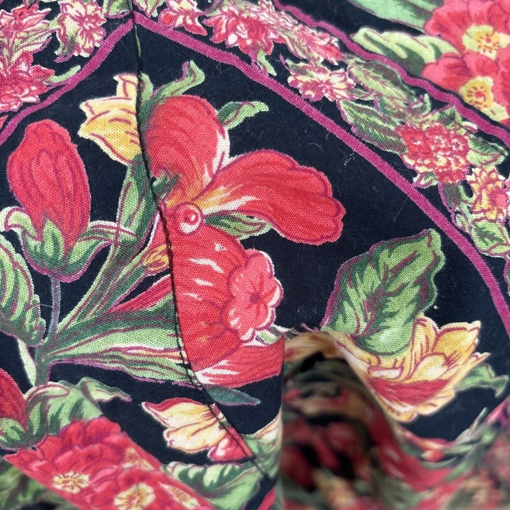 April‎ Cornell Black Floral Long Cotton Tablecloth 60x84